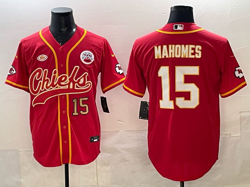 Men 2025 Nike Kansas City Chiefs #15 Mahomes Red 3th generation Joint Name Limited NFL Jersey 005